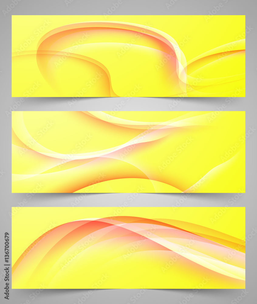 Set of colorful abstract banners with lines.
