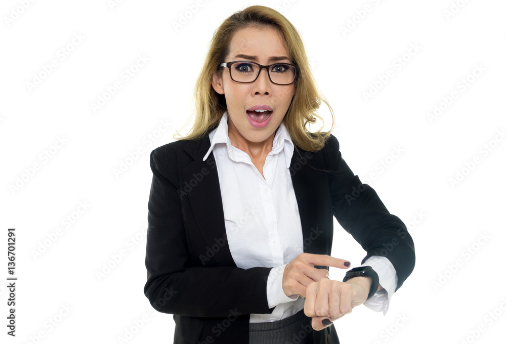 business and time management concept.stressed businesswoman look business and time management concept.stressed businesswoman look