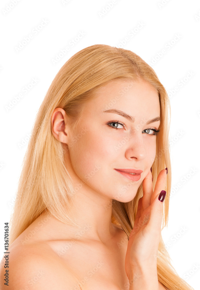 skin care - beautiful young woman nurturing her skin isolated ov skin care - beautiful young woman nurturing her skin isolated ov