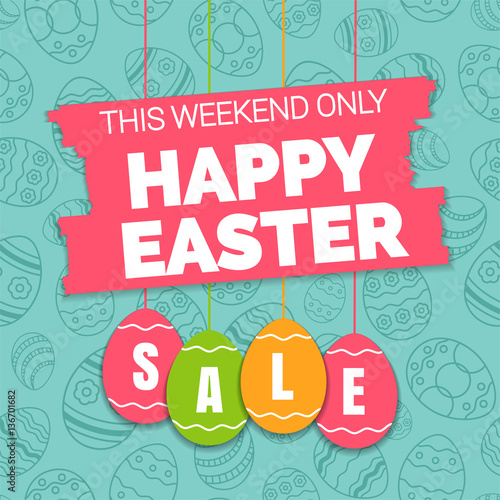 Happy easter spring sale offer, banner template.