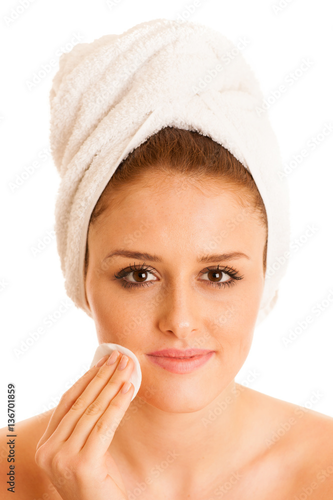Beautiful young woman cleaning skin conceptual photo for skin ca Beautiful young woman cleaning skin conceptual photo for skin ca