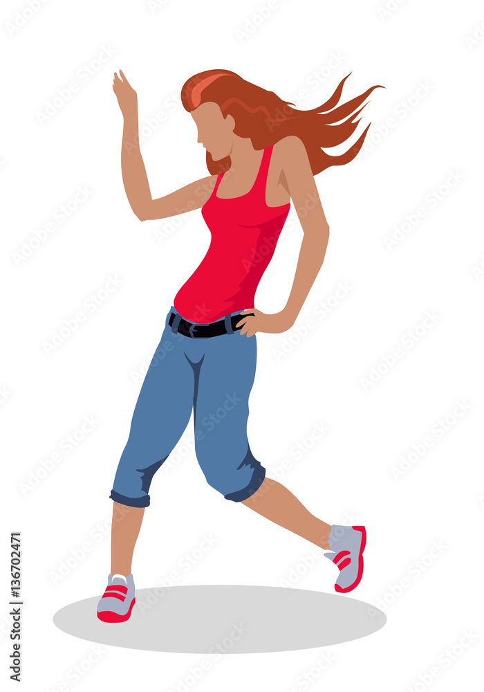 Street Dancer Woman Illustration in Flat Design Street Dancer Woman Illustration in Flat Design