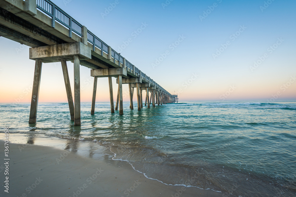 The M.B. Miller County Pier and Gulf of Mexico at sunrise, in Pa