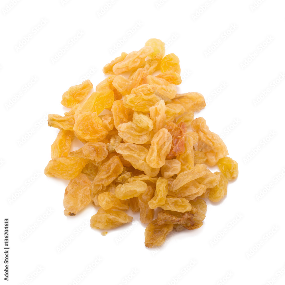Golden raisin isolated on white background. Golden raisin isolated on white background.