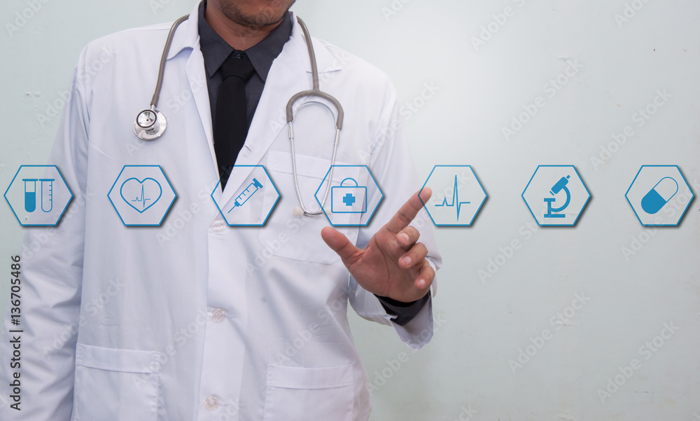 Medicine doctor working with modern computer interface as concept Medicine doctor working with modern computer interface as concept