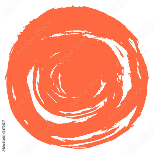 Red Brush Stroke Round Shape
