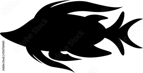 Cute Cartoon Tropical Fish Silhouette