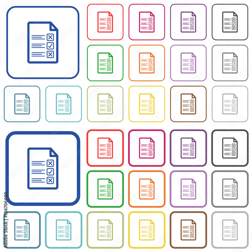 Questionnaire document outlined flat color icons Questionnaire document outlined flat color icons