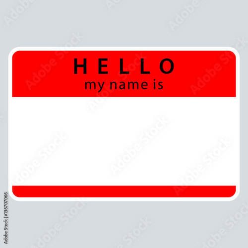 Red Name Tag My Name Is