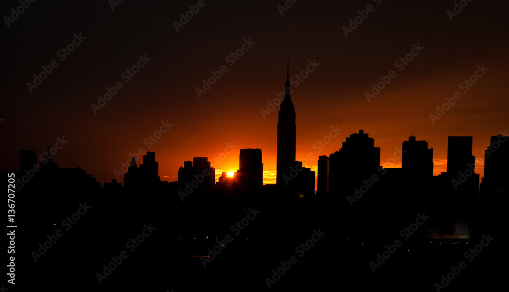 NYC skyline sunset 