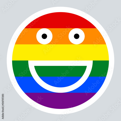 LGBT Rainbow Flag Smiling Face Smiley Icon