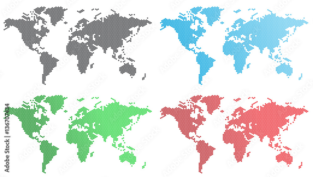 Vector set of world maps