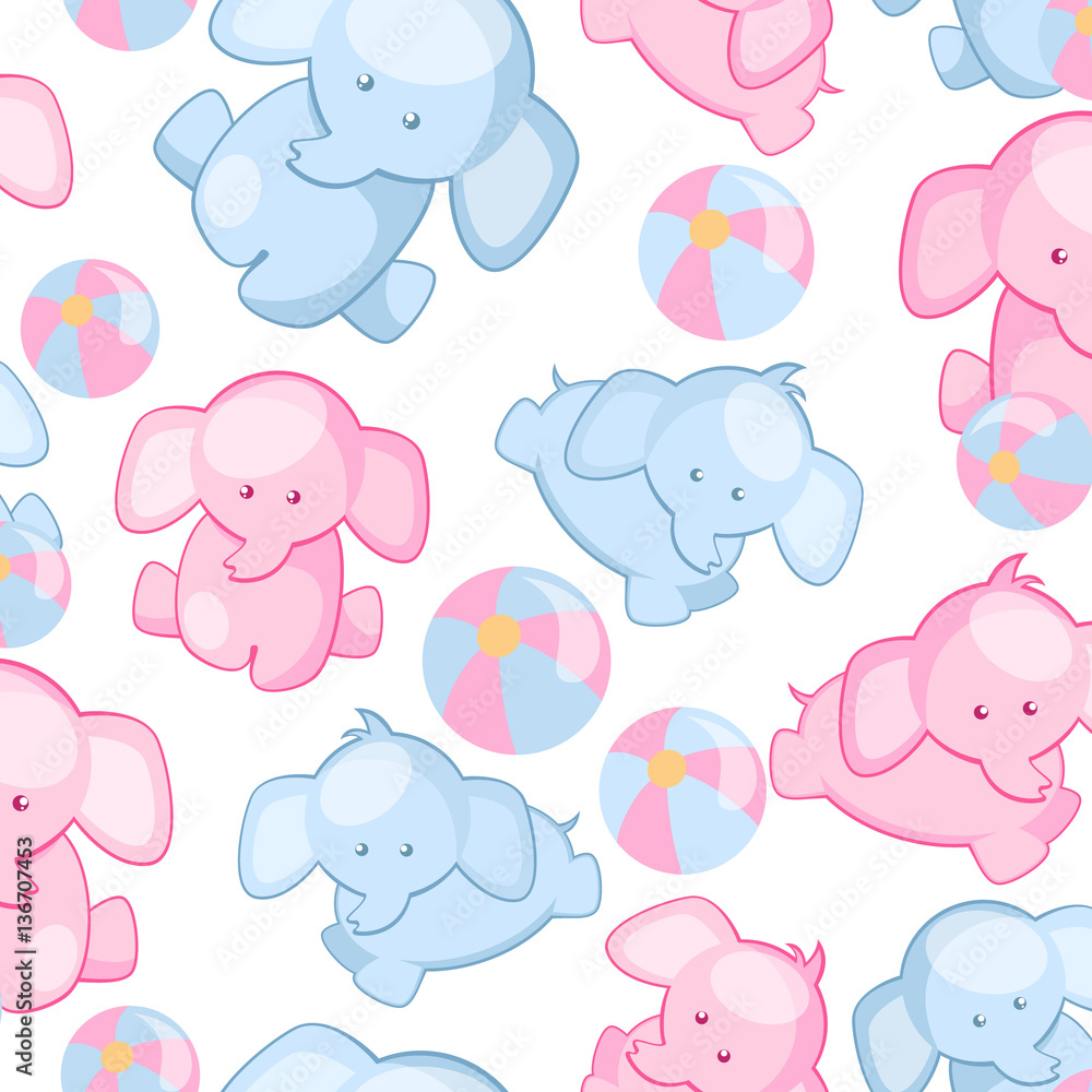 Fototapeta premium Elephant baby seamless pattern