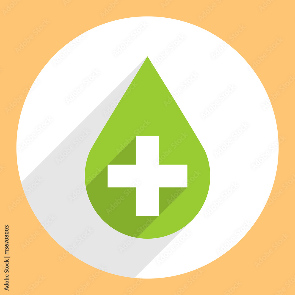 Obraz premium Green Drop Icon First Aid Sign Circle Shape