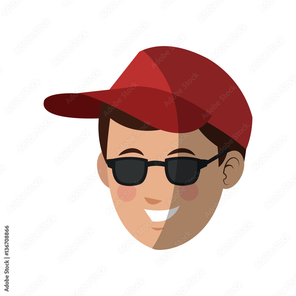 man wearing cap and sunglasses over white background. colorful design. vector illustration man wearing cap and sunglasses over white background. colorful design. vector illustration