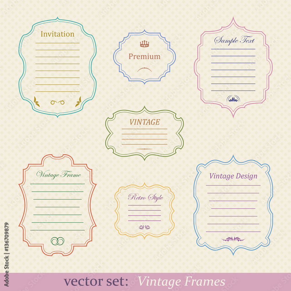Vector set of vintage frames
