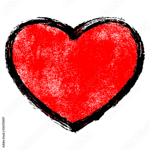 Texture Red Heart with Black Contour