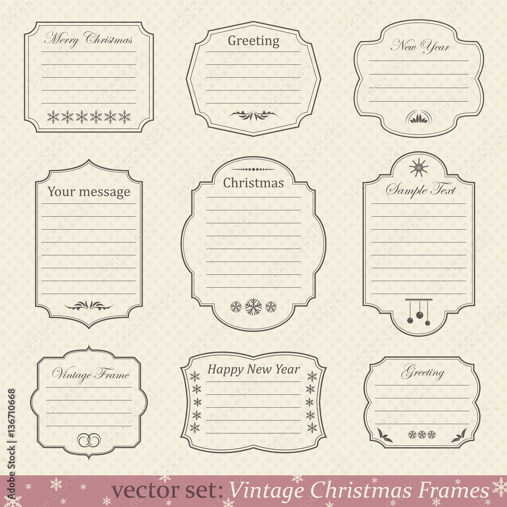 Vector set of vintage christmas frames