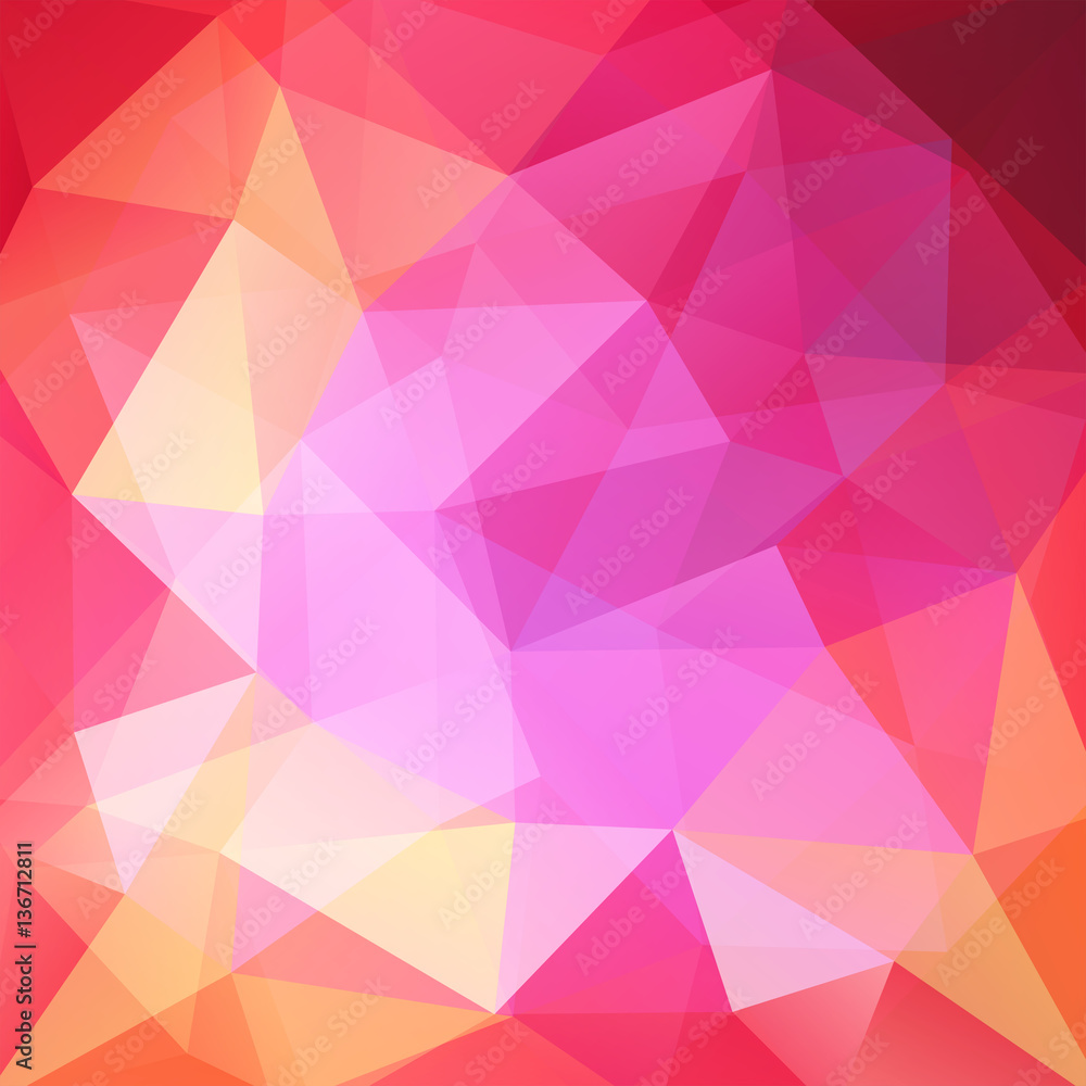 Abstract background consisting of pink, yellow, orange, red triangles. Geometric design for business presentations or web template banner flyer. Vector illustration. Abstract background consisting of pink, yellow, orange, red triangles. Geometric design for business presentations or web template banner flyer. Vector illustration.