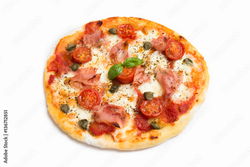 Pizza with baked ham