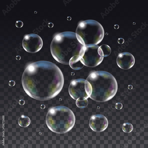 Relistic vector isolated Soap Bubbles.