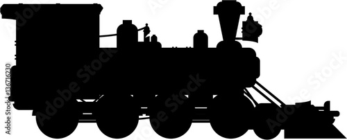 Cartoon Wild West Style Steam Train Silhouette