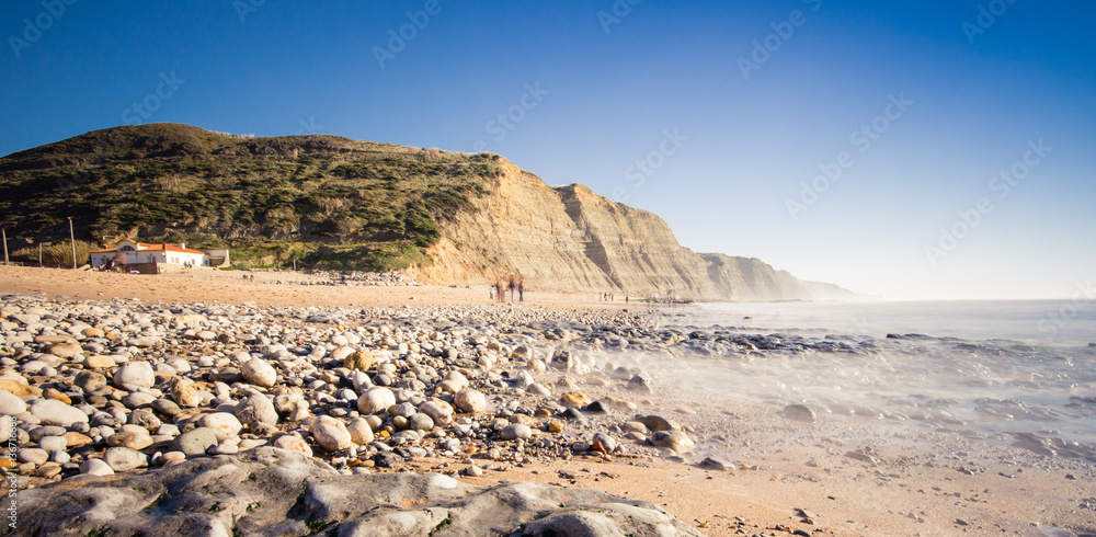 Fototapeta premium Rocky coastal seascape in the Magoito beach in Portugal