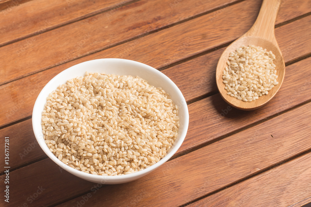 Cateto Whole grain Rice into a bowl Cateto Whole grain Rice into a bowl
