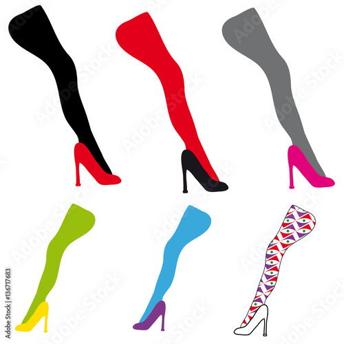 Women shoes and leg on white background