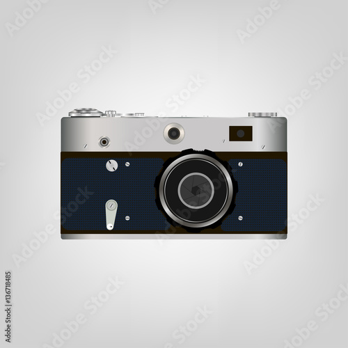 Vector illustration of a single detailed camera icon isolated on soft background