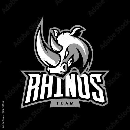Furious rhino sport vector logo concept isolated on dark background. Web infographic professional team pictogram.
Premium quality wild animal t-shirt tee print illustration.