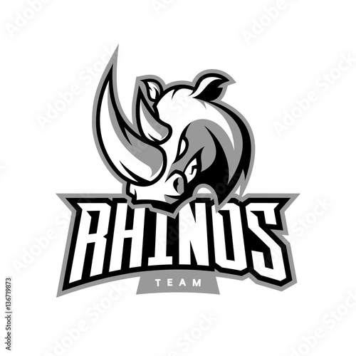 Furious rhino sport vector logo concept isolated on white background. Web infographic professional team pictogram.
Premium quality wild animal t-shirt tee print illustration.