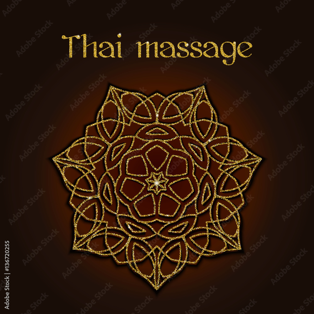 Thai massage background with golden floral mandala Thai massage background with golden floral mandala