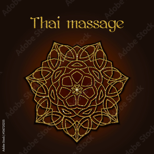 Thai massage background with golden floral mandala