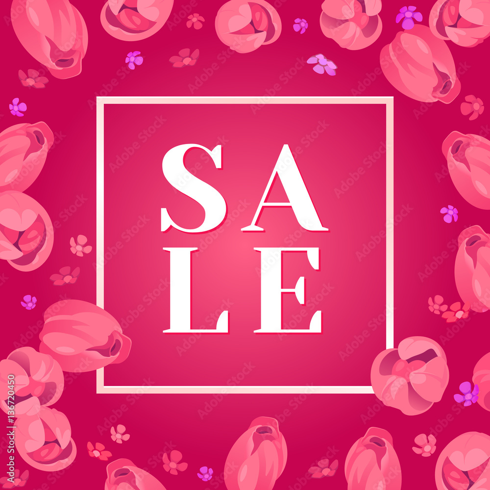 Festive frame decorated with pink tulips. Limited offer. Special design for Mother's day, 8 March and Easter. Festive frame decorated with pink tulips. Limited offer. Special design for Mother's day, 8 March and Easter.