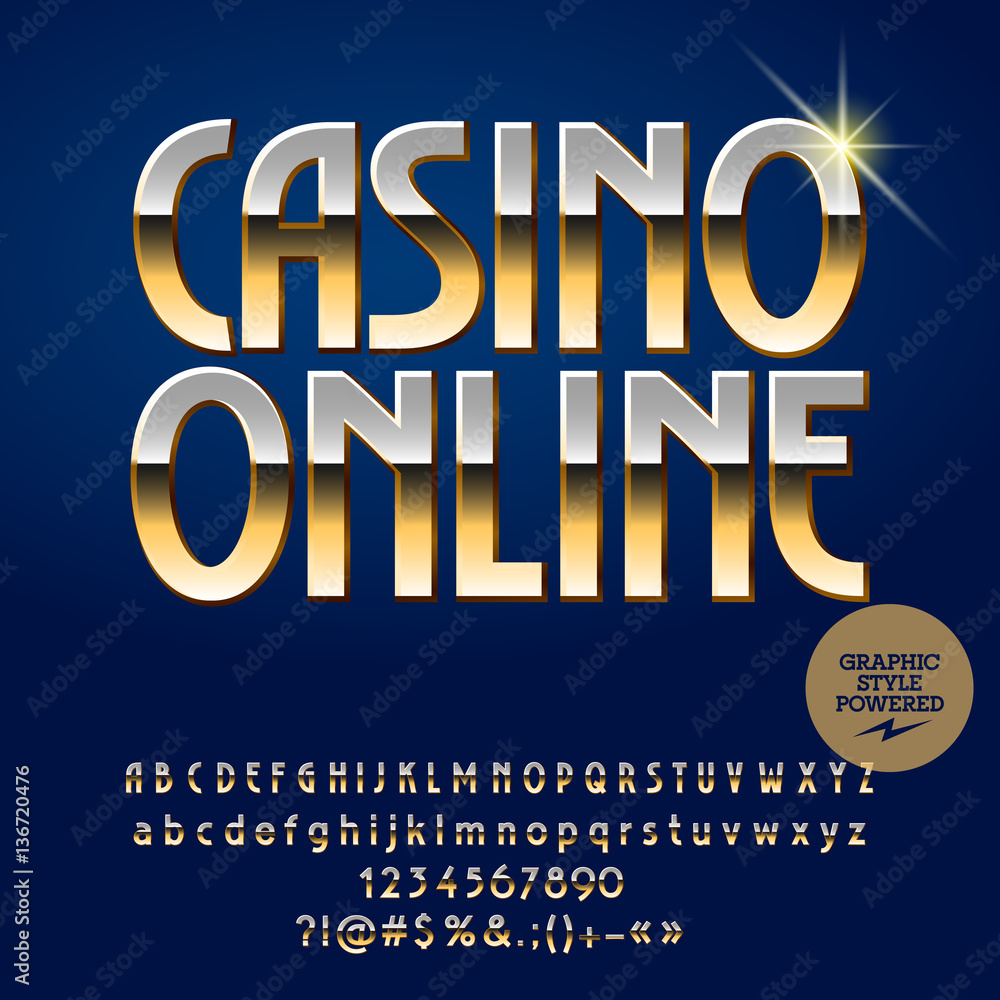 Vector casino emblem Casino online. Set of letters, numbers and symbols. Contains graphic style
