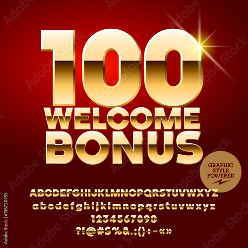Vector casino banner 100 Welcome Bonus. Set of letters, numbers and symbols. Contains graphic style