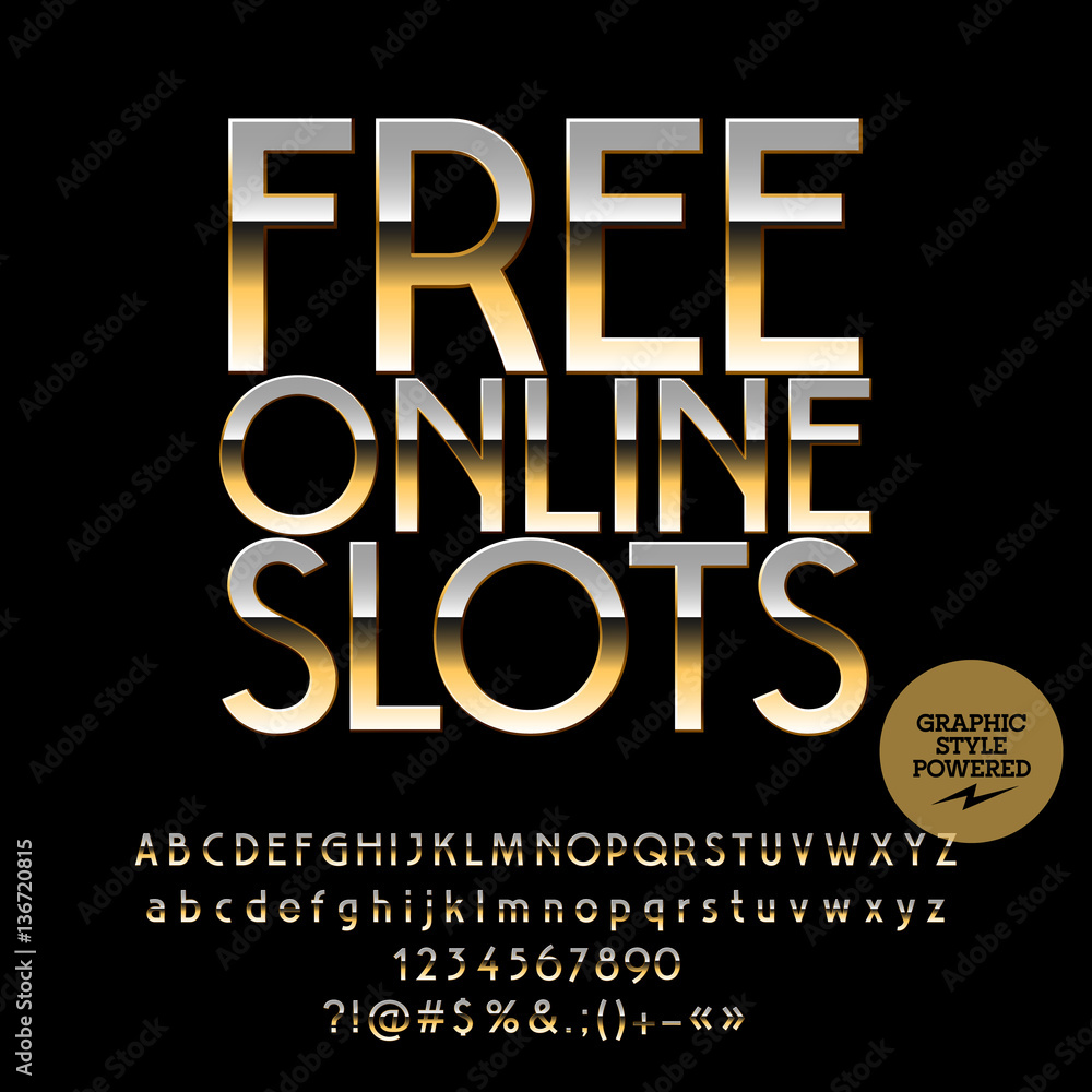 Fototapeta premium Vector casino logotype Free online slots. Set of letters, numbers and symbols. Contains graphic style
