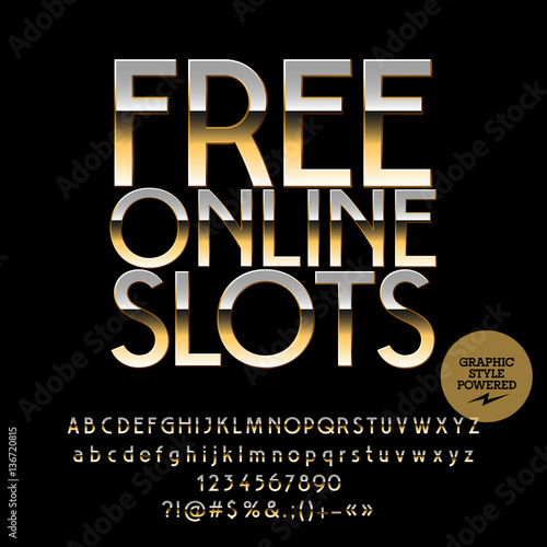 Vector casino logotype Free online slots. Set of letters, numbers and symbols. Contains graphic style
