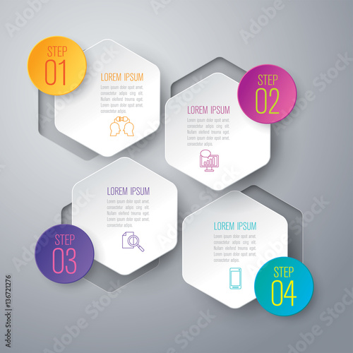 Infographics design vector and business icons with 4 options.