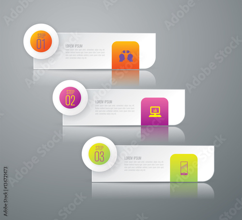 Infographics design vector and business icons with 3 options.
