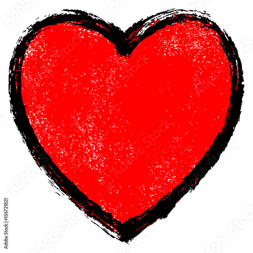 Texture Red Heart with Black Contour