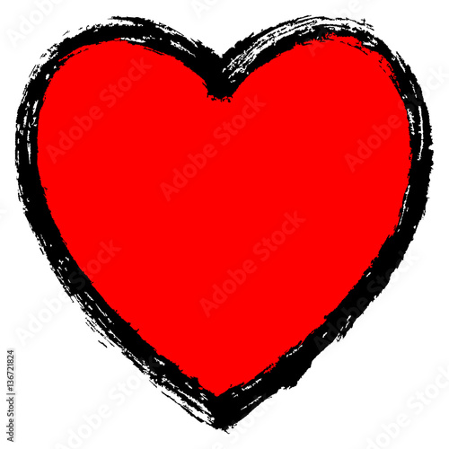 Texture Red Heart with Black Contour