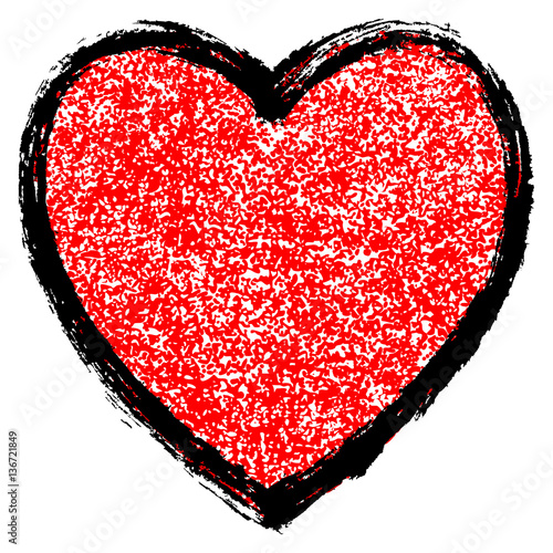 Texture Red Heart with Black Contour