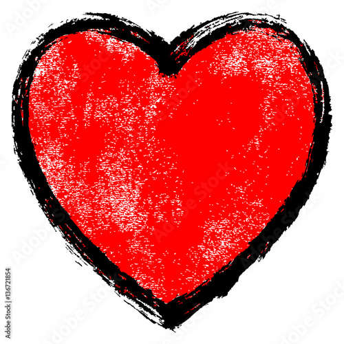 Texture Red Heart with Black Contour