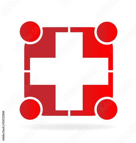 Teamwork helping people medical logo vector