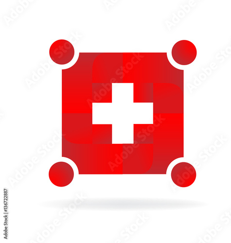 Teamwork helping people medical logo vector