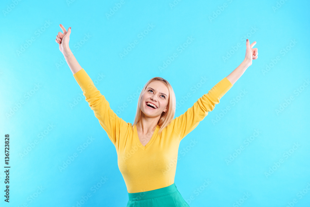 Happy girl laughing and gesturing Happy girl laughing and gesturing