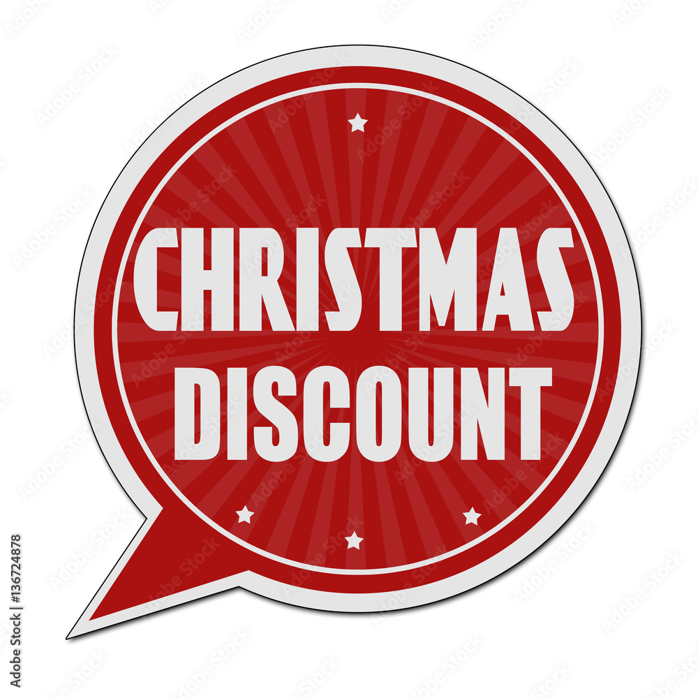 Christmas discount red speech bubble label or sign Christmas discount red speech bubble label or sign
