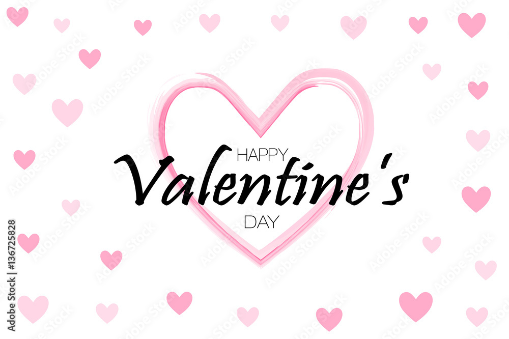 Happy Valentine's day background. Holiday white and pink style card design concept. Vector illusiration